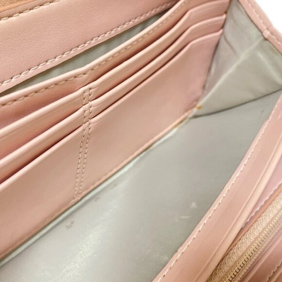 COACH Signature - Beige Light Pink Jacquard Leather Long Wallet - Picture 7 of 7